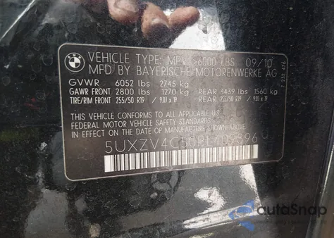 2011 BMW X5 xDrive35I/xDrive35I Premium/xDrive35I Sport Activity z USA, uszkodzony, nr VIN 5UXZV4C50BL409896